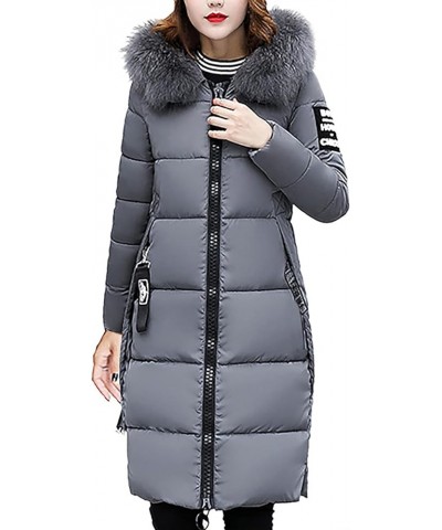 Winter Coats for Women Down Jacket Full Zip Quilted Hooded Long Puffer Coat Warm Slim Parkas Outerwear with Fur Hood Gray $27...