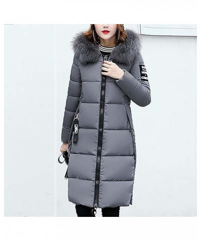 Winter Coats for Women Down Jacket Full Zip Quilted Hooded Long Puffer Coat Warm Slim Parkas Outerwear with Fur Hood Gray $27...