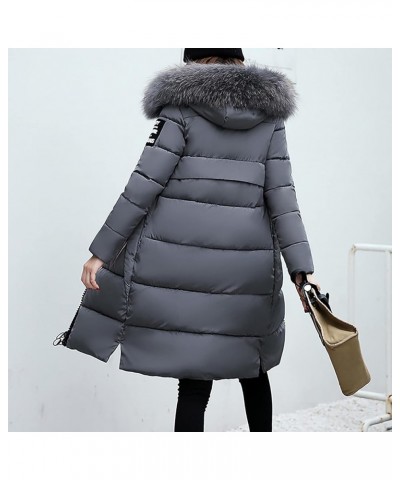 Winter Coats for Women Down Jacket Full Zip Quilted Hooded Long Puffer Coat Warm Slim Parkas Outerwear with Fur Hood Gray $27...