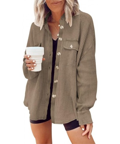 Womens Corduroy Button Down Shirts Color Block Long Sleeve Blouses Tops Jackets Khaki2 $24.50 Blouses