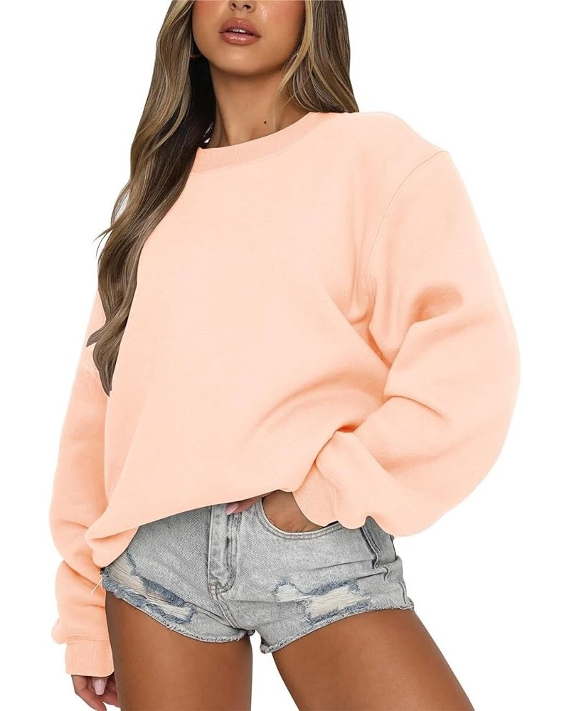 Women's Casual Crewneck Sweatshirt Long Sleeve Loose Fitting Pullovers Fall Tops Blush Pink $15.35 Hoodies & Sweatshirts