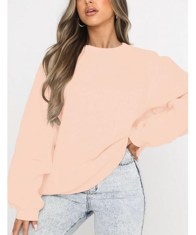 Women's Casual Crewneck Sweatshirt Long Sleeve Loose Fitting Pullovers Fall Tops Blush Pink $15.35 Hoodies & Sweatshirts