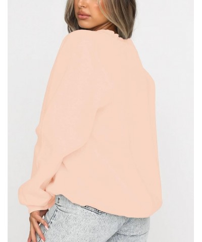 Women's Casual Crewneck Sweatshirt Long Sleeve Loose Fitting Pullovers Fall Tops Blush Pink $15.35 Hoodies & Sweatshirts