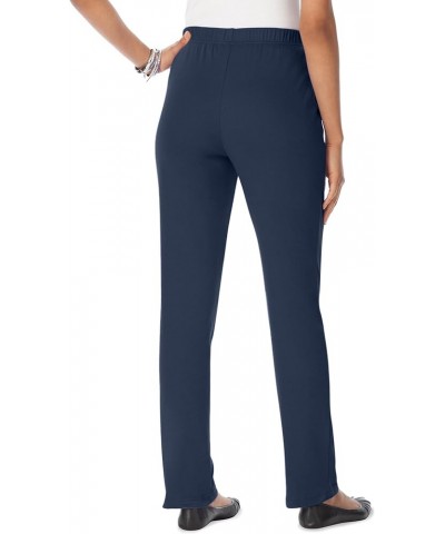 Women's Plus Size Petite Straight-Leg Soft Knit Pant Dusty Indigo $13.99 Pants