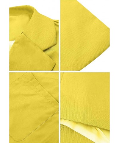 Womens Long Sleeve Solid Color Blazer Open Front Slim Fit Work Jackets Coat Yellow $22.13 Blazers