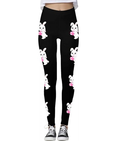 Easter Day Tummy Control Leggings for Women Casual Rabbit Colorful Eggs Print Workout Leggings Trendy Yoga Pants C01-white $8...