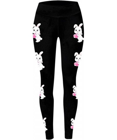 Easter Day Tummy Control Leggings for Women Casual Rabbit Colorful Eggs Print Workout Leggings Trendy Yoga Pants C01-white $8...