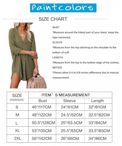 Women's Long Sleeve Cotton Button Down Tunic Dresses Beach Cover-ups Oversized Blouse Tops with Pockets 3_light Rose Pink $20...