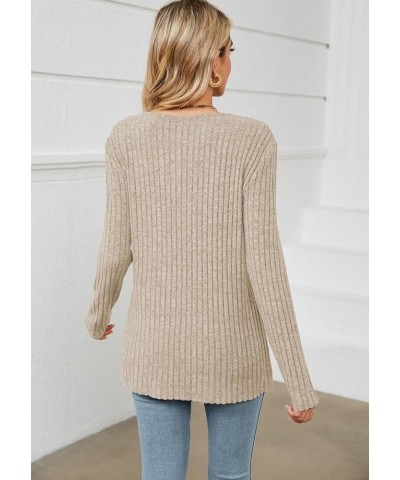 Womens Long Sleeve Shirts V Neck Lightweight Fall Sweaters Trendy Casual Tunic Tops Apricot $8.90 Tops