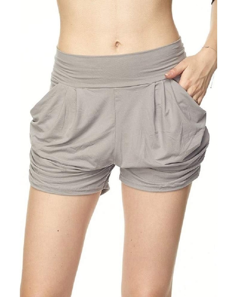 Premium Ultra Soft Brushed Yummy Print Harem Shorts with Pockets Grey $9.48 Shorts