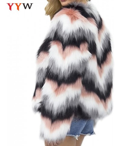 Women Multicolor Winter Long Sleeve Faux Fur Coat Warm Parka Outwear Open Front Jacket Multi $24.43 Coats