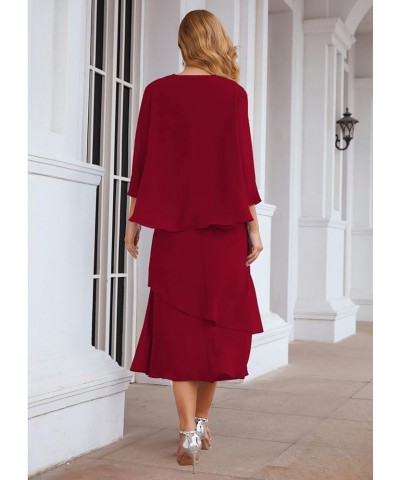 Formal Prom Gowns Chiffon A line Mother of The Bride Dresses Plus Size for Women with Jacket Crimson $51.65 Dresses