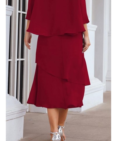 Formal Prom Gowns Chiffon A line Mother of The Bride Dresses Plus Size for Women with Jacket Crimson $51.65 Dresses