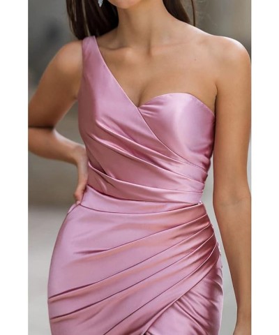 One Shoulder Bridesmaid Dresses for Women 2024 Long Slit Satin Mermaid Prom Dresses Rust $34.50 Dresses