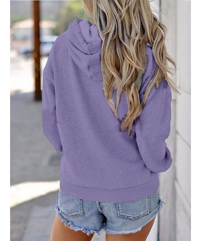 Womens Comfy Hoodie Long Sleeve Sweatshirts Fashion Drawstring Pullover Tops With Pockets Casual Shirts A Purple $12.04 Hoodi...