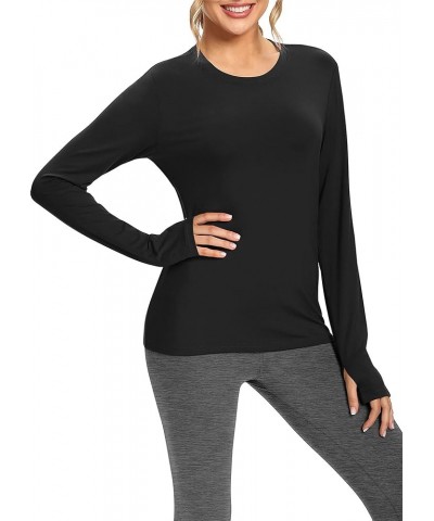 Womens Long Sleeve Workout Tops Open Back Shirts Exercise Gym Clothes Athletic Yoga T Shirts Black $13.24 Activewear