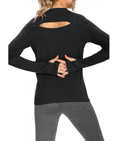 Womens Long Sleeve Workout Tops Open Back Shirts Exercise Gym Clothes Athletic Yoga T Shirts Black $13.24 Activewear