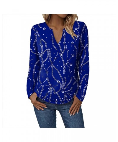 Womens Tops Fall Tunics Fashion 2023 Shirts Valentine Day Love Heart Printed Dressy Casual V Neck Tops S798-blue $11.01 T-Shirts