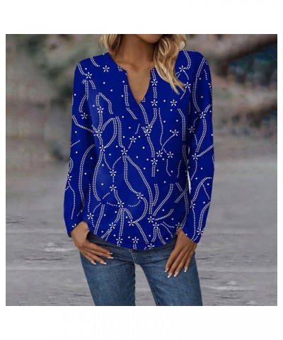 Womens Tops Fall Tunics Fashion 2023 Shirts Valentine Day Love Heart Printed Dressy Casual V Neck Tops S798-blue $11.01 T-Shirts