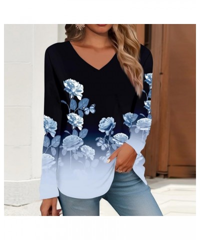 Womens Long Sleeve Tops Dressy Casual Blouses Fashion Print V Neck Shirts Fall Winter Lightweight Sweatshirts Holiday T Shirt...