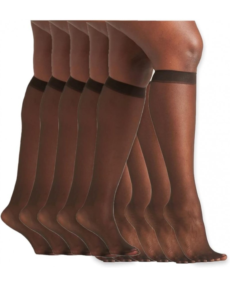 Women's Plus-Size Sheer Knee-Highs (5 Pair Value Pack) Off Black $8.47 Socks