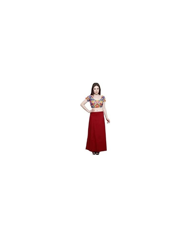 Carzybachat Women's cotton Plain Solid Stitched Saree Petticoat Body Shapewear FreeSize Maroon $13.19 Bodysuits