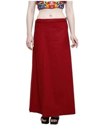 Carzybachat Women's cotton Plain Solid Stitched Saree Petticoat Body Shapewear FreeSize Maroon $13.19 Bodysuits