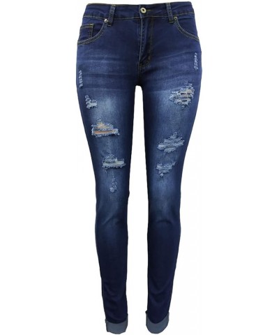 Ripped Jeans for Women High Waisted Premium Cropped Denim Pants Fashion Ripped & Distressed Pull On Slim Skinny Jean Dark Blu...