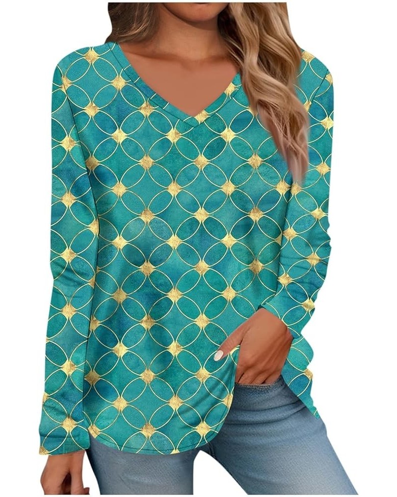 Womens Fall Fashion 2023 Winter Pullover V Neck Shirt Trendy Tunic Tops Casual Long Sleeve Pullovers Dressy Blouses 3-green $...