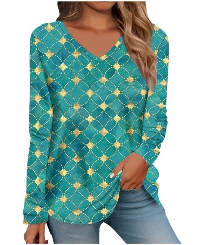 Womens Fall Fashion 2023 Winter Pullover V Neck Shirt Trendy Tunic Tops Casual Long Sleeve Pullovers Dressy Blouses 3-green $...