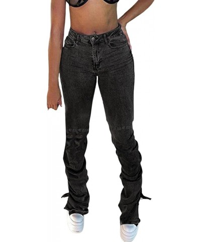 Womens Petite Jeans Skinny Jeans Mid Rise Jeans Baggy Jeans Stretchy Jeggings Butt Lifting Trousers Y2K Denim Jeans Dark Gray...