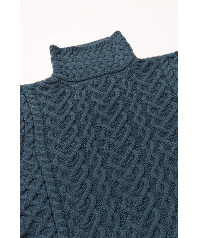 Women's Cable Knit High Neck Sweater (100% Super Soft Merino Wool) Teal $46.20 Sweaters