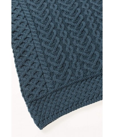 Women's Cable Knit High Neck Sweater (100% Super Soft Merino Wool) Teal $46.20 Sweaters