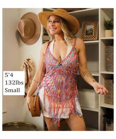 Beach Swimsuit Cover Up Women Crochet Bikini Coverups Summer Pool Swimwear Tassel Dress Multicolor $12.45 Swimsuits