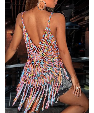 Beach Swimsuit Cover Up Women Crochet Bikini Coverups Summer Pool Swimwear Tassel Dress Multicolor $12.45 Swimsuits