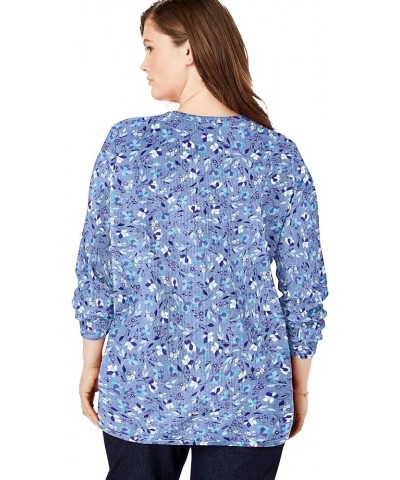 Women's Plus Size Thermal Waffle Sweatshirt Navy $17.54 Hoodies & Sweatshirts