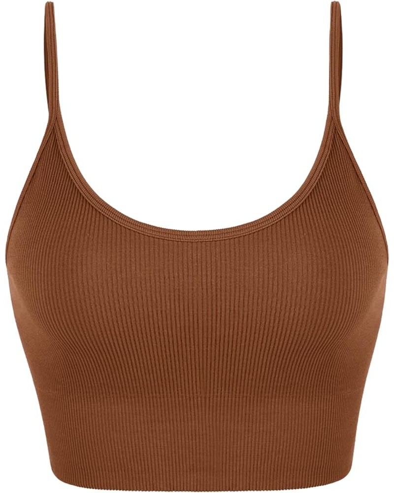 3-Pack Seamless Sports Bra for Women Ribbed Camisoles Non Padding Yoga Bra Crop Tank Tops Clay-1 Pack $17.19 Lingerie