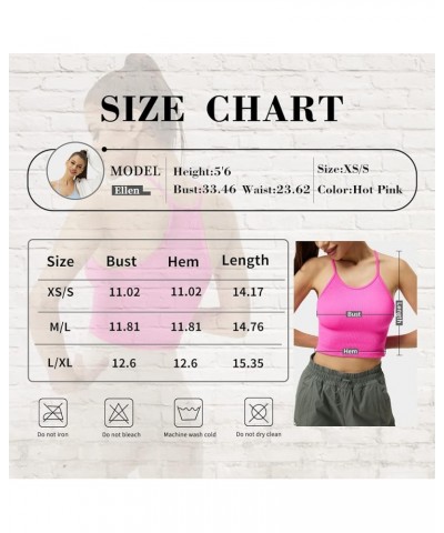 Ribbed Crop Tank Top Pack for Women Seamless Racerback Spaghetti Strap Cami Workout Sports Cropped Tops Sets White $14.40 Tanks