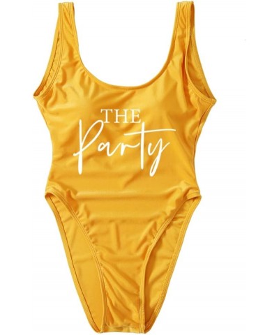 Bride Retro One Piece Swimsuit Wifey Squad Swimwear Removable Pad Bathing Suit for Bridal Party Gift The Party Yellow $16.63 ...