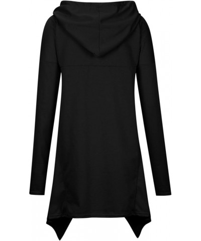 Women's Long Hoodie Irregular Hem Tunic Sweatshirts Loose Casual Blouse Pullover Fall Fashion Tops with Pocket 01 Black $12.4...