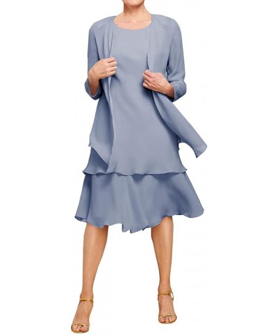 Mother of The Bride Dresses with Jacket Chiffon Formal Dresses for Women Mother of Groom Dresses Long Sleeve Dusty Blue $34.1...