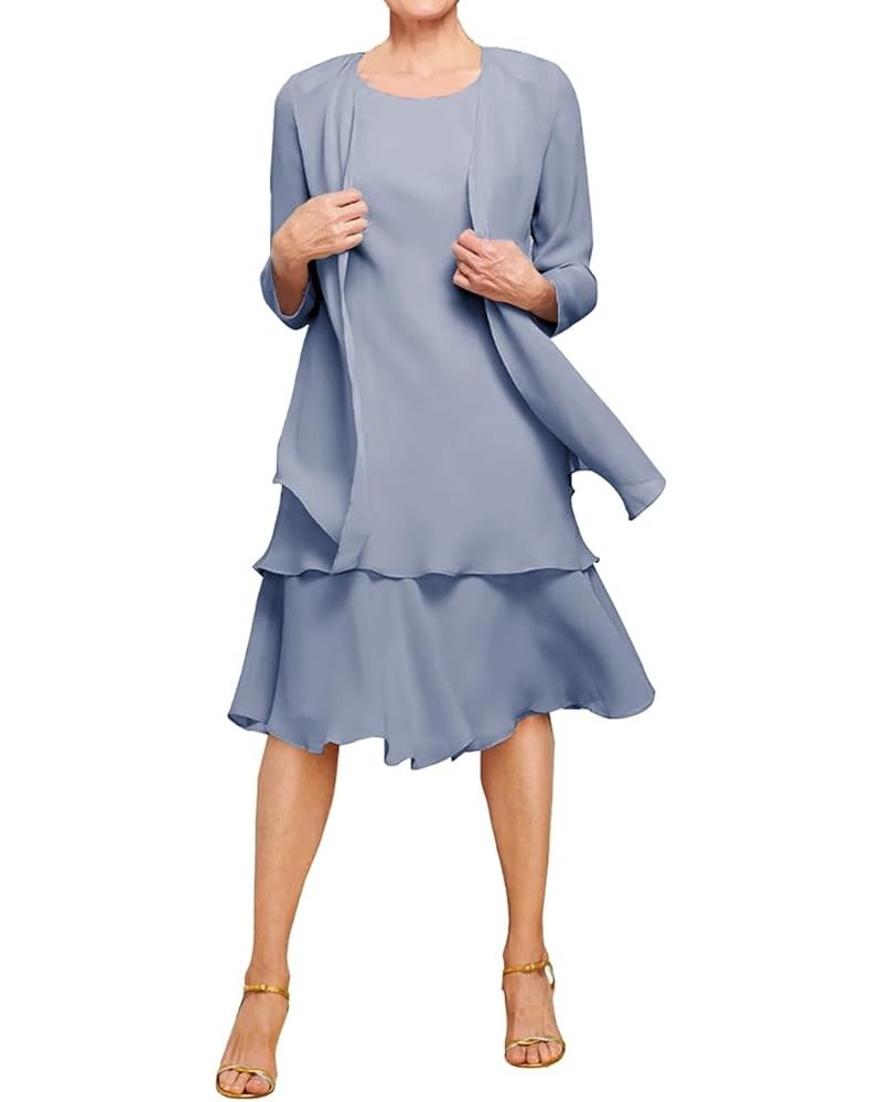 Mother of The Bride Dresses with Jacket Chiffon Formal Dresses for Women Mother of Groom Dresses Long Sleeve Dusty Blue $34.1...