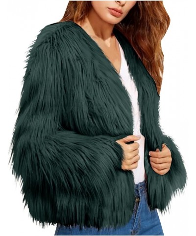 Winter Coats for Women Warm Fleece Wool Sherpa Coats Fashion Casual Puffer Jackets D-dark Green $18.47 Jackets