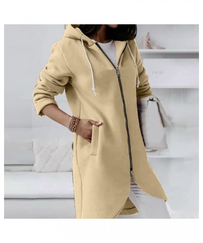 Zip up Sweatshirts for Women Fashion Design Long Hooded Sweatshirt Long Sleeve Casual Pullover with Pocket 020 Beige $10.24 H...