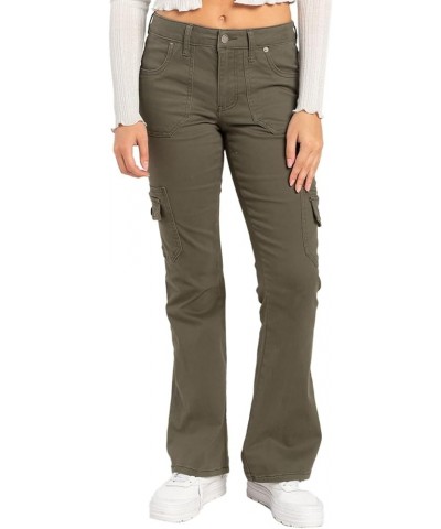 Low Rise Cargo Flare Pants Olive $13.18 Pants