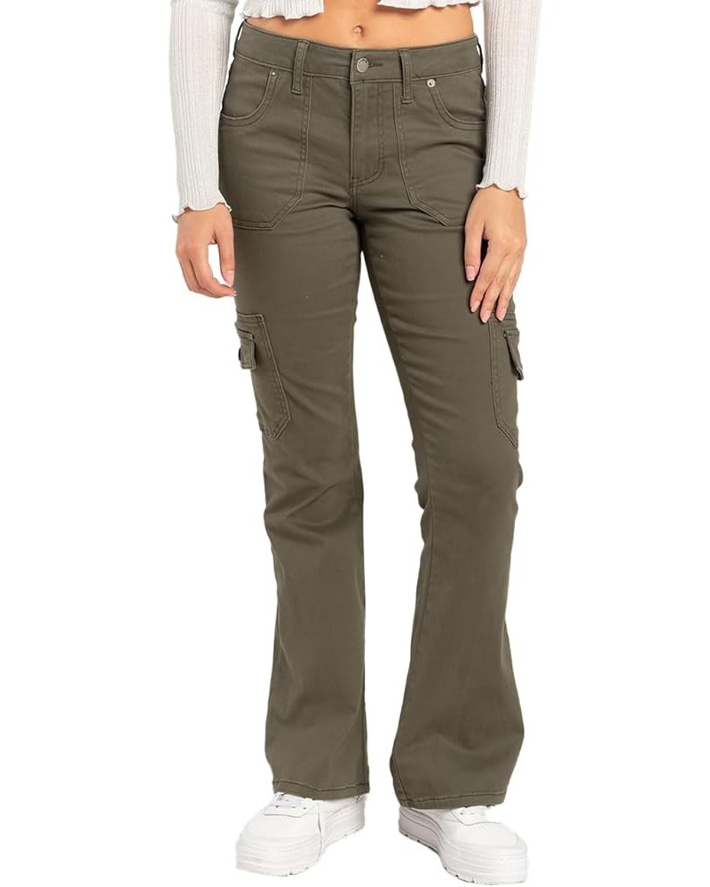 Low Rise Cargo Flare Pants Olive $13.18 Pants