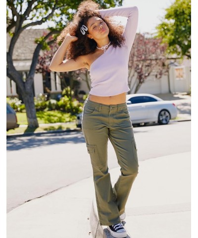 Low Rise Cargo Flare Pants Olive $13.18 Pants