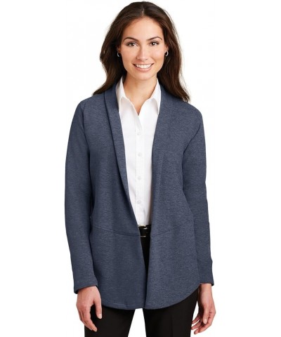 Ladies Interlock Cardigan. L807 Estate Blue Heather/Charcoal Heather $16.38 Sweaters