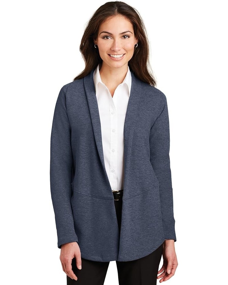 Ladies Interlock Cardigan. L807 Estate Blue Heather/Charcoal Heather $16.38 Sweaters