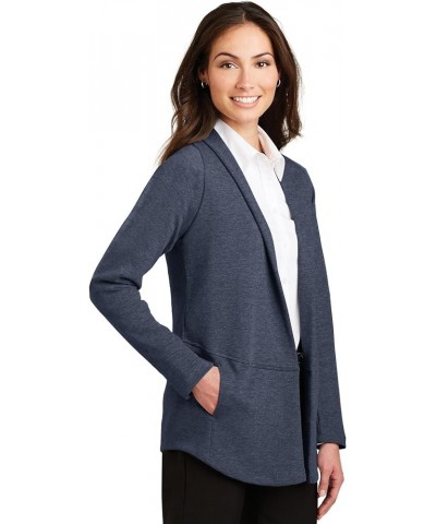 Ladies Interlock Cardigan. L807 Estate Blue Heather/Charcoal Heather $16.38 Sweaters